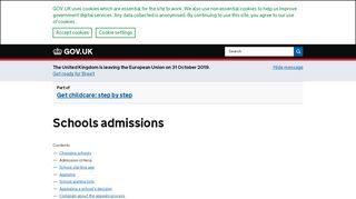 
                            5. Schools admissions: Admission criteria - GOV.UK