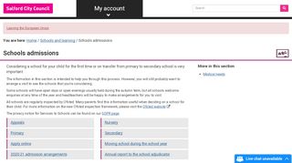 
                            1. Schools admissions • Salford City Council