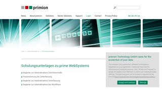 
                            2. Schulungsunterlagen zu prime WebSystems - primion