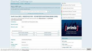 
                            8. SCHWYZER KANTONALBANK (SKB) - bank-codes.com