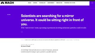 
                            2. Scientists are searching for a mirror universe. It could be sitting right in ...