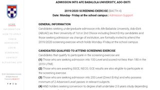 
                            4. Screening - Afe Babalola University Admission Portal