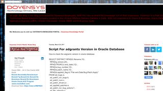 
                            8. Script For adgrants Version in Oracle Database - Blogger