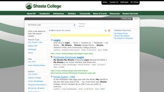 
                            7. Search Center : My Shasta Login - Shasta College