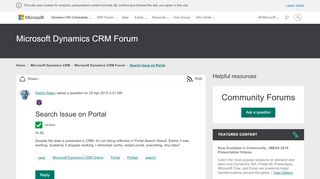 
                            3. Search Issue on Portal - Microsoft Dynamics CRM Forum Community Forum