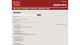 
                            3. Search researchers - Research Portal, King's College, London