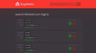 
                            3. search.4shared.com passwords - BugMeNot