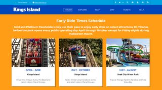 
                            6. Season Pass Early Ride Time Schedule | Kings Island