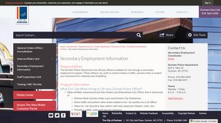 
                            6. Secondary Employment Information | Durham, NC