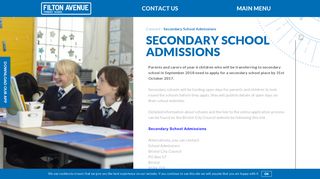 
                            2. Secondary School Admissions | Filton Avenue Primary School