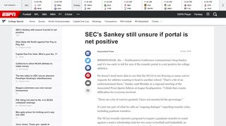 
                            4. SEC's Sankey still unsure if portal is net positive - ESPN