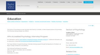 
                            8. Section of Psychology - Education | Baylor College of Medicine ...