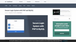 
                            4. Secure Login System with PHP and MySQL - CodeShack