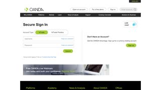 
                            2. Secure Sign In | OANDA fxTrade