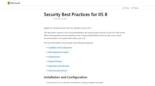 
                            9. Security Best Practices for IIS 8 | Microsoft Docs