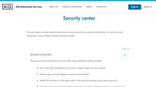 
                            6. Security center | AIG Retirement Services - Valic