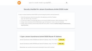 
                            3. Security checklist for Jensen Scandinavia Airlink-59300 router