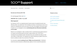 
                            6. Security Issue February 2019: FAQ – 500px Support Center