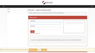 
                            7. Security > Login (existing user) > CET - CET Academic Programs