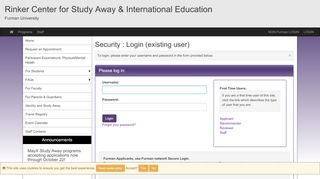 
                            7. Security > Login (existing user) - Furman University