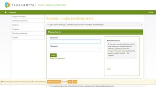 
                            7. Security > Login (existing user) > Study Abroad Directory