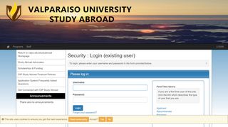 
                            4. Security > Login (existing user) > Study Abroad Programs