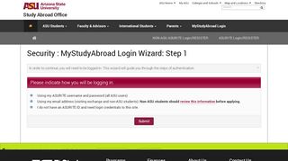 
                            9. Security > MyStudyAbroad Login Wizard - ASU Study Abroad Office