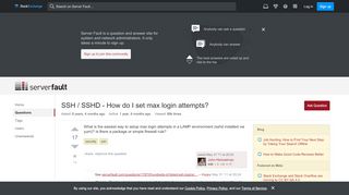 
                            7. security - SSH / SSHD - How do I set max login attempts? - Server ...