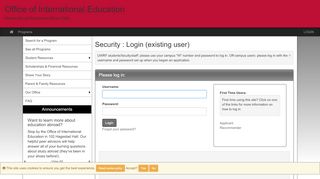 
                            7. Security>Login (existing user)>Office of International Education