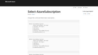 
                            7. Select-AzureSubscription (Azure) | Microsoft Docs