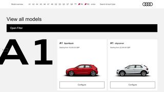 
                            3. Select your Audi model > Audi configurator UK