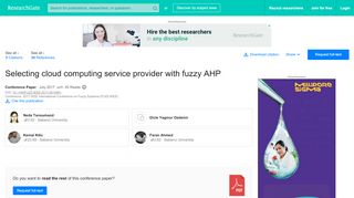 
                            1. Selecting cloud computing service provider with fuzzy AHP ...