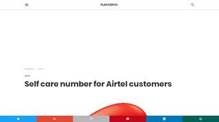 
                            8. Self care number for Airtel customers - Plan Dekho