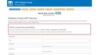 
                            9. Self referral form | Waltham Forest IAPT Service | IAPT Portal