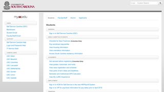 
                            2. Self Service Carolina - University of South Carolina