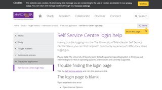 
                            2. Self Service Centre login help - The University of Manchester