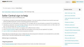 
                            6. Seller Central sign in help - Amazon Seller Central