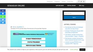 
                            6. Semakan PTPTN: Semak Status Permohonan & Penyata Baki …