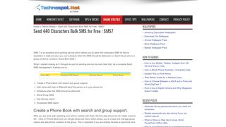 
                            8. Send 440 Characters Bulk SMS for Free : SMS7