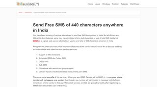 
                            9. Send Free SMS of 440 characters anywhere in India - Blogsolute