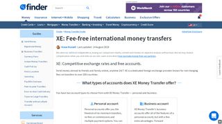 
                            8. Send money internationally with XE Money Transfer | finder.com