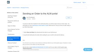 
                            6. Sending an Order to the ALM portal – Shopfront