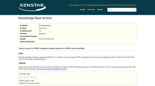 
                            8. Senstar: Startseite: Knowledge Base ... - aimetis.de