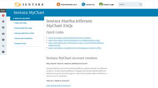 
                            1. Sentara Martha Jefferson MyChart FAQs | Sentara Healthcare