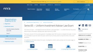 
                            2. Series 65 – Uniform Investment Adviser Law Exam | FINRA.org