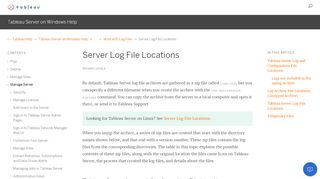
                            6. Server Log File Locations - Tableau