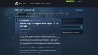 
                            6. Server Migration problem . Gportal -> Nitrado :: ARK: Survival Evolved ...