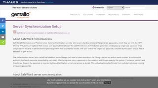 
                            11. Server Synchronization Setup | Gemalto