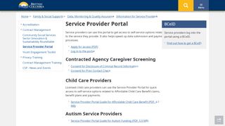 
                            1. Service Provider Portal - Province of British Columbia