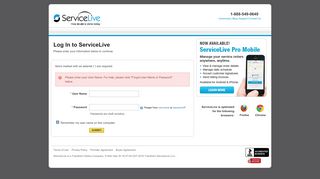 
                            1. ServiceLive : Log in to ServiceLive